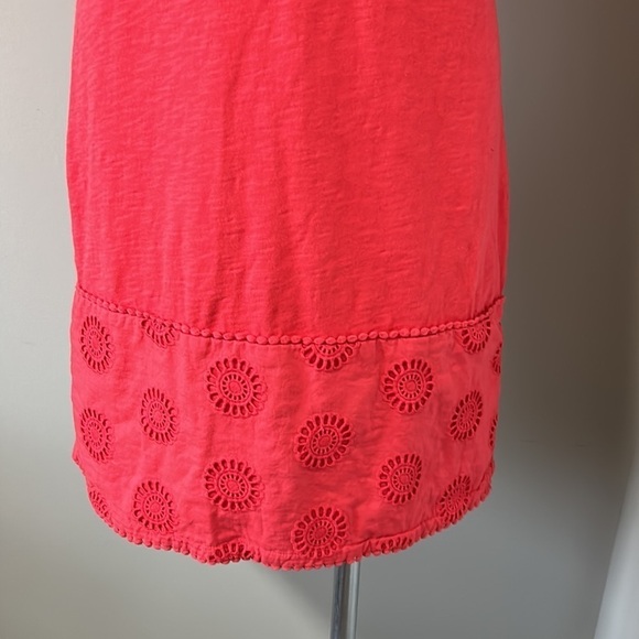 Boden Clio Broderie Crochet Jersey Notch Neck Dress Red Size 2 - Picture 6 of 12
